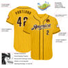 Custom Yellow Brown Pinstripe Brown-White Authentic Baseball Jersey