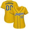 Custom Yellow Royal Pinstripe Royal-White Authentic Baseball Jersey