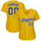 Custom Yellow Navy Pinstripe Navy-Light Blue Authentic Baseball Jersey