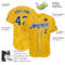 Custom Yellow Navy Pinstripe Navy-Light Blue Authentic Baseball Jersey