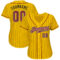 Custom Yellow Black Pinstripe Crimson-Cream Authentic Baseball Jersey