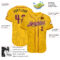 Custom Yellow Black Pinstripe Crimson-Cream Authentic Baseball Jersey