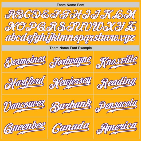 Custom Gold White-Purple Authentic Baseball Jersey