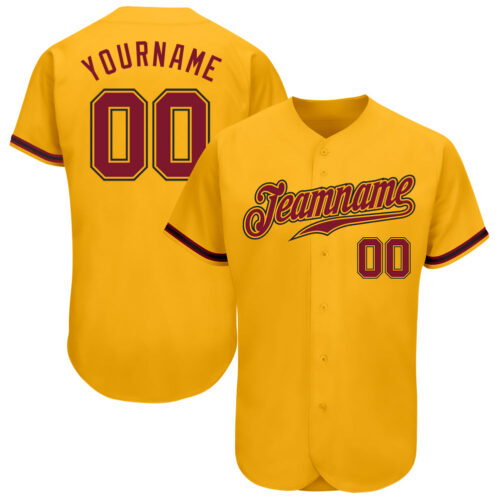 Gold0292 Custom Gold Crimson-Black Authentic Baseball Jersey