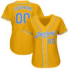 Custom Gold Light Blue-White Authentic Baseball Jersey