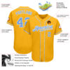 Custom Gold Light Blue-White Authentic Baseball Jersey