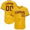 Custom Yellow Black Pinstripe Black-Orange Authentic Baseball Jersey