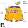 Custom Gold Purple-White Authentic Throwback Basketball Shorts