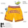 Custom Gold Maroon-Cream Authentic Throwback Basketball Shorts