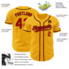 Custom Gold Red-Black Authentic Baseball Jersey