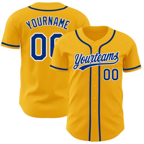 Gold0353 Custom Gold Royal-White Authentic Baseball Jersey