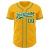 Custom Gold Kelly Green-White Authentic Baseball Jersey