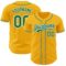 Custom Gold Kelly Green-White Authentic Baseball Jersey
