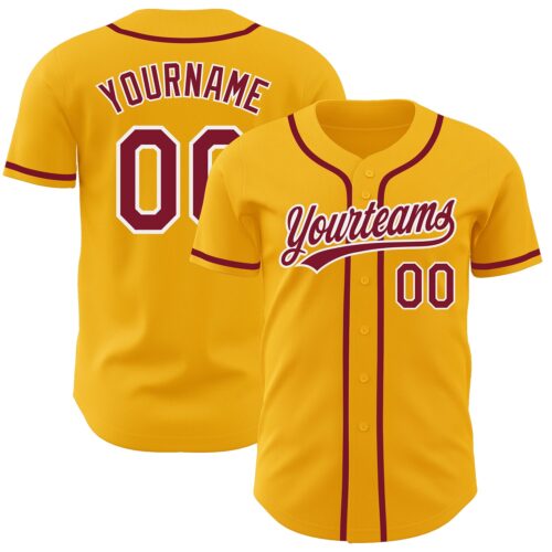 Gold0366 Custom Gold Crimson-White Authentic Baseball Jersey
