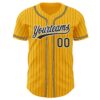 Custom Gold Black Pinstripe Black-White Authentic Baseball Jersey