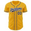 Custom Gold Navy Pinstripe Navy-White Authentic Baseball Jersey