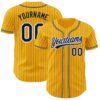 Custom Gold Navy Pinstripe Navy-White Authentic Baseball Jersey