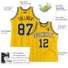 Custom Gold Black Pinstripe Black-White Authentic Basketball Jersey