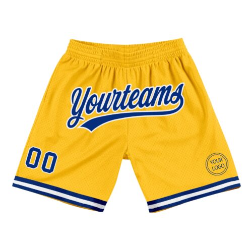 Gold0391 Custom Gold Royal-White Authentic Throwback Basketball Shorts