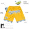 Custom Gold Light Blue-White Authentic Throwback Basketball Shorts