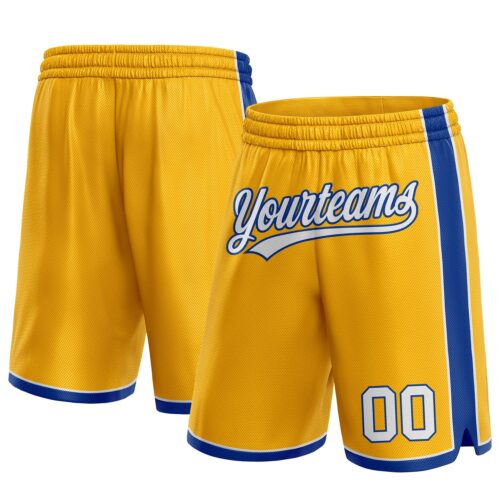 Gold0402 Custom Gold White-Royal Authentic Basketball Shorts