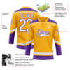Custom Gold White-Purple Hockey Lace Neck Jersey