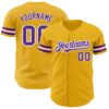 Custom Gold Purple-White Authentic Baseball Jersey
