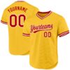 Custom Gold Red-White Authentic Throwback Baseball Jersey