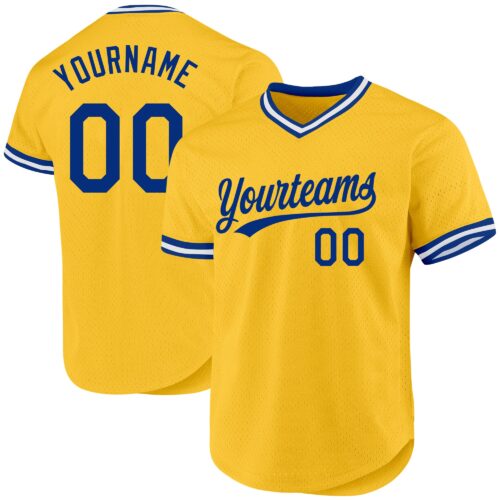Gold0481 Custom Gold Royal-White Authentic Throwback Baseball Jersey