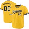Custom Gold Black-White Authentic Throwback Baseball Jersey