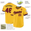 Custom Gold Maroon-Black Authentic Throwback Baseball Jersey