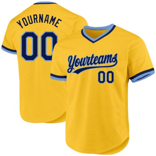 Gold0502 Custom Gold Navy-Light Blue Authentic Throwback Baseball Jersey