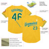 Custom Gold Kelly Green-White Mesh Authentic Throwback Baseball Jersey