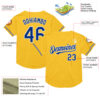Custom Gold Royal-White Mesh Authentic Throwback Baseball Jersey