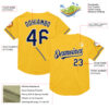 Custom Gold Navy-White Mesh Authentic Throwback Baseball Jersey