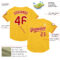 Custom Gold Red-White Mesh Authentic Throwback Baseball Jersey