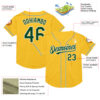 Custom Gold Green-White Mesh Authentic Throwback Baseball Jersey
