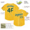 Custom Gold Green-White Mesh Authentic Throwback Baseball Jersey