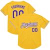 Custom Gold Purple-White Mesh Authentic Throwback Baseball Jersey