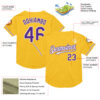 Custom Gold Purple-White Mesh Authentic Throwback Baseball Jersey
