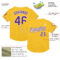 Custom Gold Purple-White Mesh Authentic Throwback Baseball Jersey