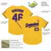 Custom Gold Purple-Black Mesh Authentic Throwback Baseball Jersey
