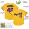 Custom Gold Purple-Black Mesh Authentic Throwback Baseball Jersey