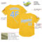 Custom Gold Light Blue-White Mesh Authentic Throwback Baseball Jersey