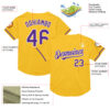 Custom Gold Purple-White Mesh Authentic Throwback Baseball Jersey
