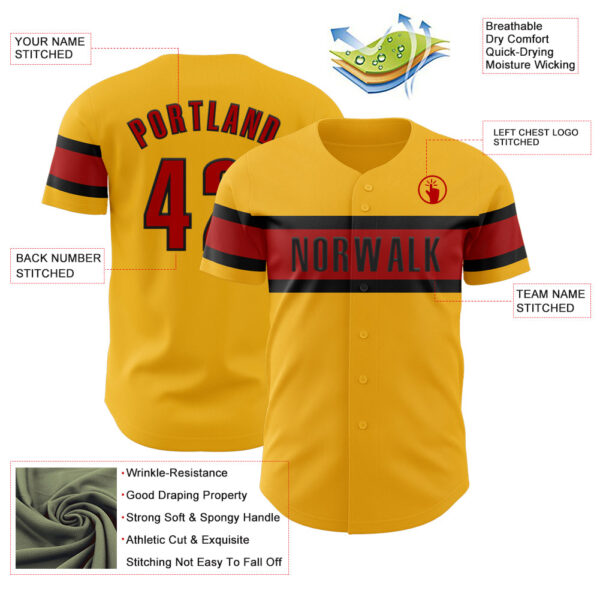 Custom Gold Red-Black Authentic Baseball Jersey