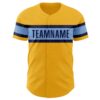Custom Gold Navy-Light Blue Authentic Baseball Jersey