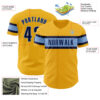 Custom Gold Navy-Light Blue Authentic Baseball Jersey