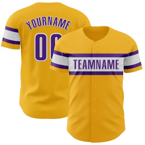 Gold0553 Custom Gold Purple-White Authentic Baseball Jersey