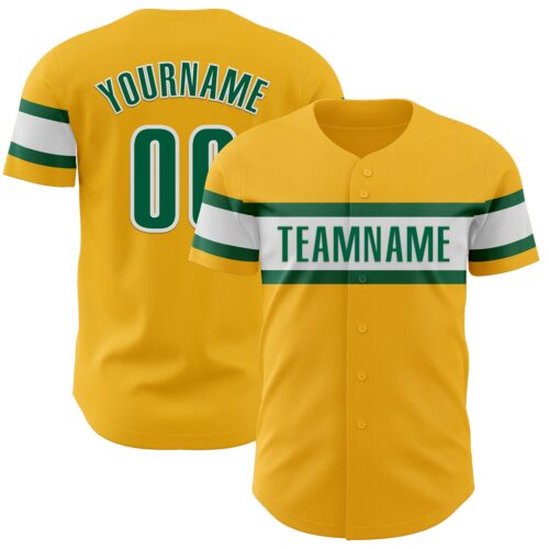 Gold0555 Custom Gold Kelly Green-White Authentic Baseball Jersey